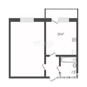 1-к квартира, вторичка, 30м2, 6/9 этаж