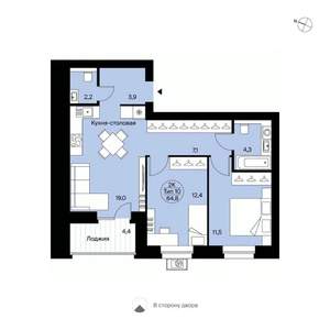 2-к квартира, вторичка, 65м2, 3/14 этаж