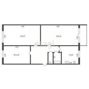 3-к квартира, вторичка, 62м2, 4/5 этаж