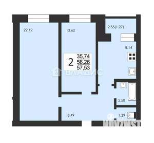 2-к квартира, вторичка, 58м2, 1/4 этаж
