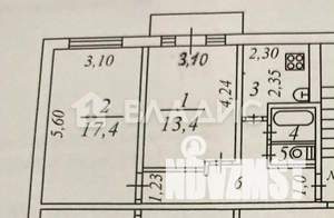2-к квартира, вторичка, 47м2, 5/5 этаж
