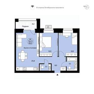 2-к квартира, вторичка, 69м2, 9/14 этаж