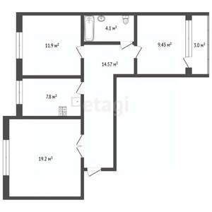 3-к квартира, вторичка, 65м2, 7/10 этаж