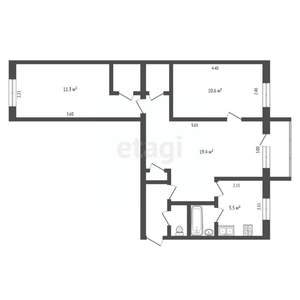 3-к квартира, вторичка, 56м2, 2/5 этаж