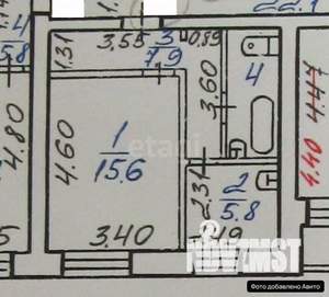 1-к квартира, вторичка, 35м2, 4/5 этаж