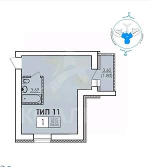 1-к квартира, вторичка, 36м2, 1/11 этаж
