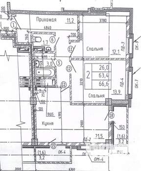 3-к квартира, вторичка, 64м2, 6/15 этаж