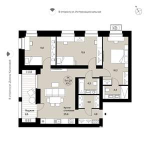 3-к квартира, вторичка, 101м2, 3/9 этаж