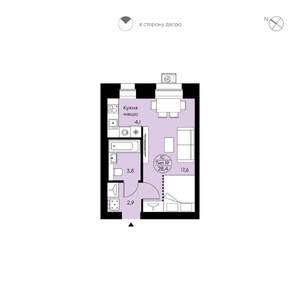 Студия квартира, вторичка, 28м2, 8/12 этаж
