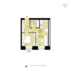 1-к квартира, вторичка, 36м2, 4/12 этаж