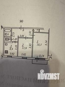 2-к квартира, вторичка, 52м2, 8/9 этаж