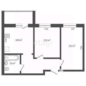 2-к квартира, вторичка, 50м2, 13/14 этаж