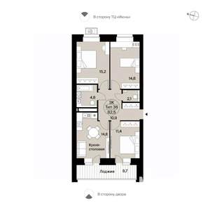 3-к квартира, вторичка, 83м2, 3/14 этаж