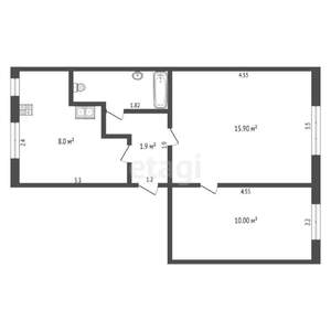 2-к квартира, вторичка, 40м2, 1/2 этаж