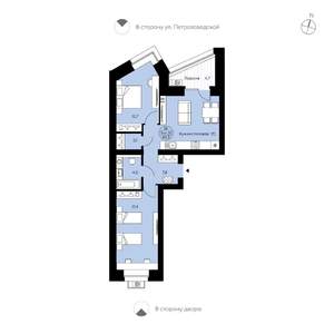 2-к квартира, вторичка, 66м2, 5/15 этаж