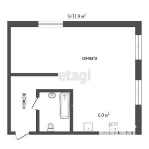 1-к квартира, вторичка, 32м2, 1/5 этаж