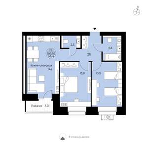 2-к квартира, вторичка, 64м2, 9/15 этаж