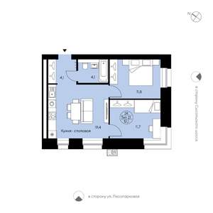 2-к квартира, вторичка, 51м2, 1/12 этаж