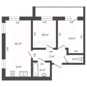 3-к квартира, вторичка, 63м2, 10/14 этаж