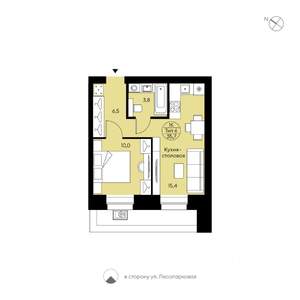 1-к квартира, вторичка, 36м2, 2/12 этаж