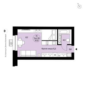 Студия квартира, вторичка, 31м2, 9/9 этаж