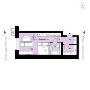 Студия квартира, вторичка, 39м2, 8/9 этаж