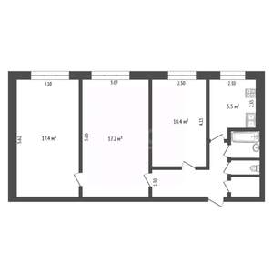 3-к квартира, вторичка, 61м2, 1/5 этаж