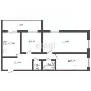 3-к квартира, вторичка, 70м2, 9/9 этаж