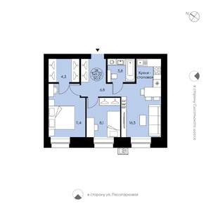 2-к квартира, вторичка, 51м2, 1/12 этаж