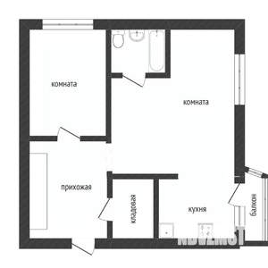 2-к квартира, вторичка, 45м2, 1/10 этаж